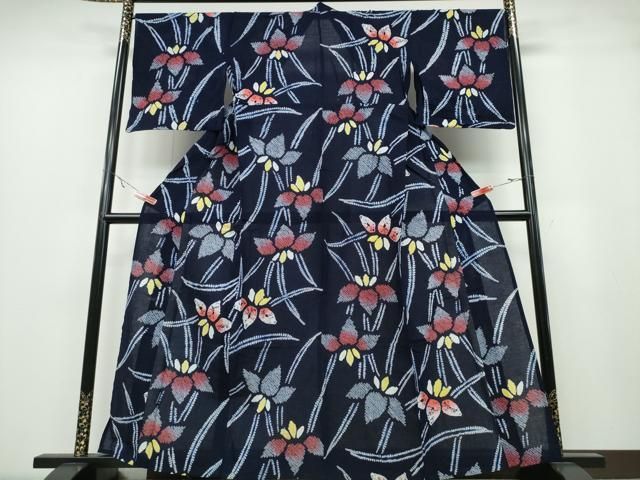 平和屋着物∴夏物 浴衣 有松鳴海絞り 杜若 扱い 綿 ng