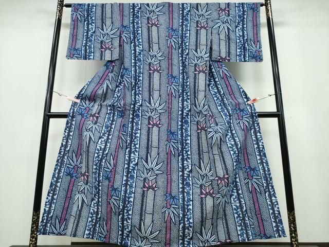 平和屋着物∴夏物 浴衣 笹竹唐草文 ng