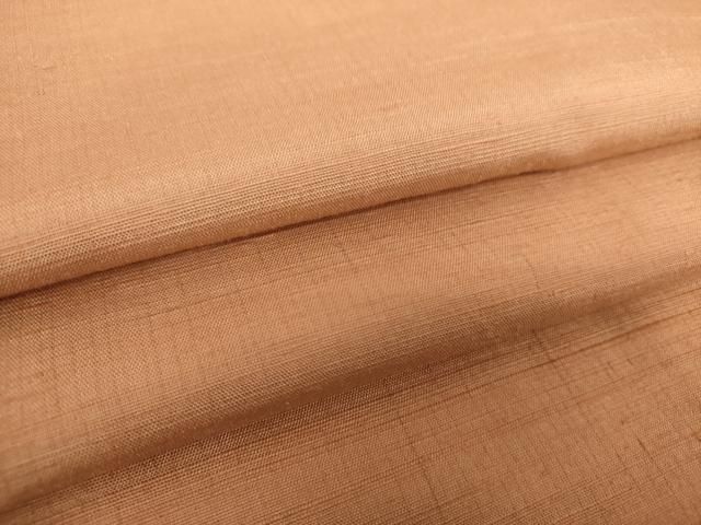 平和屋着物 結城紬 色無地 深支子色 正絹 ps