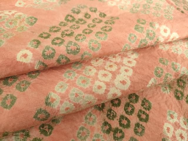 平和屋着物 上質な紬 総絞り 檜垣文 正絹 ps