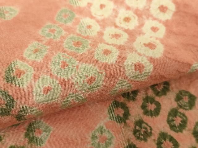  平和屋着物 上質な紬 総絞り 檜垣文 正絹 ps 紬 着物