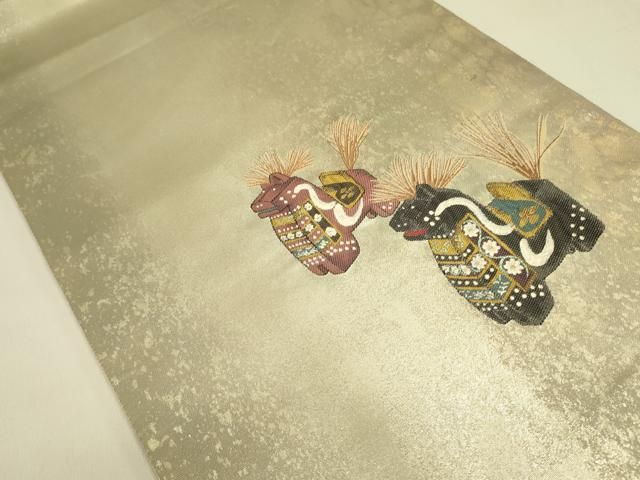 平和屋着物 太鼓柄袋帯 八幡駒 金糸 引箔 正絹 op