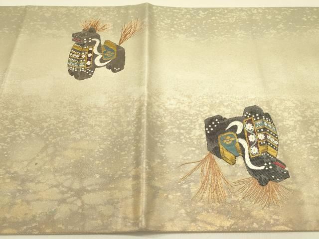  平和屋着物 太鼓柄袋帯 八幡駒 金糸 引箔 正絹 op 袋帯 帯