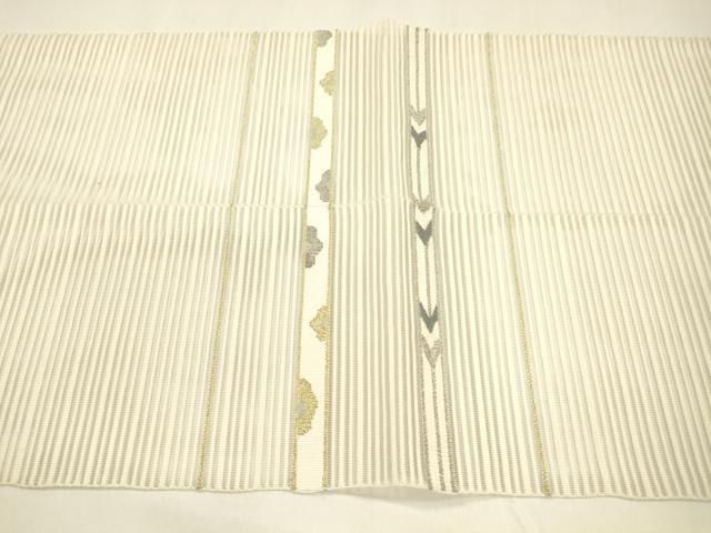 平和屋着物＊夏物 絽綴れ 八寸名古屋帯 横段抽象文 金