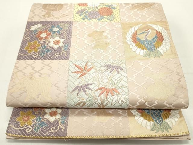 平和屋着物 六通柄袋帯 唐織 能衣 万葉錦 金糸 正絹 ob