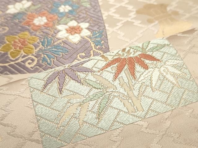  平和屋着物 六通柄袋帯 唐織 能衣 万葉錦 金糸 正絹 ob 袋帯 帯