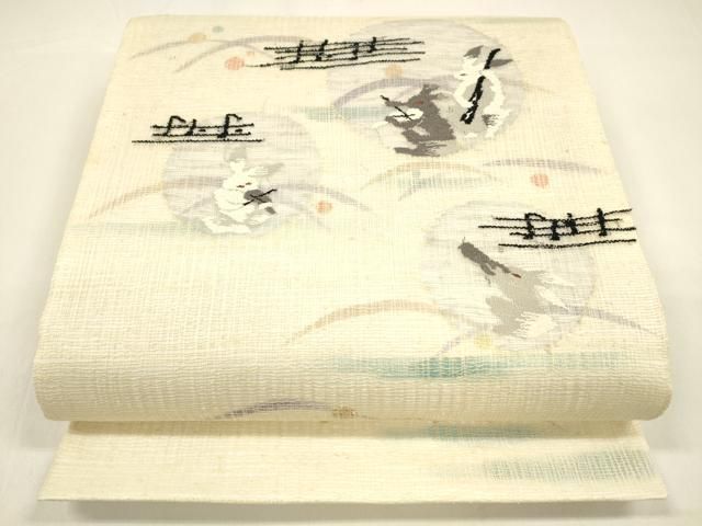平和屋着物 夏物 太鼓柄袋帯 露芝文 兎 楽器 演奏 正絹 cm