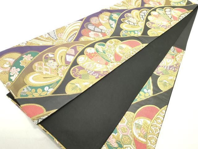  平和屋着物 六通柄袋帯 唐織 切嵌吉祥飛鶴花唐草文 金銀糸 正絹 ob 袋帯 帯