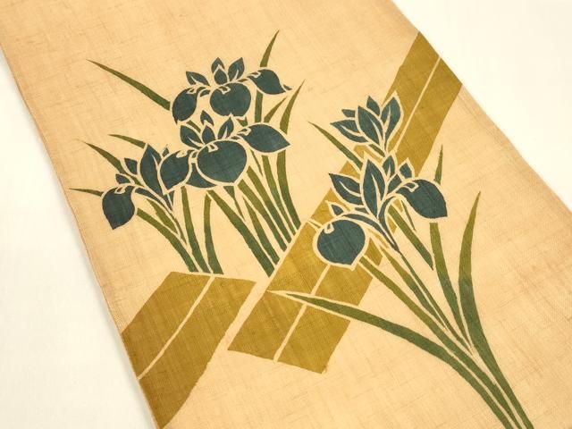 平和屋着物 夏物 太鼓柄袋帯 作家物 型染 杜若 麻 cm