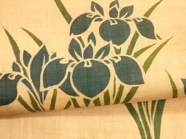  平和屋着物 夏物 太鼓柄袋帯 作家物 型染 杜若 麻 cm 袋帯 帯