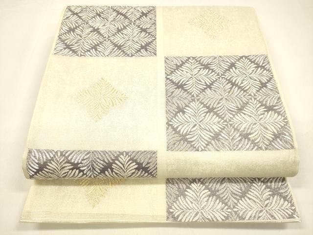 平和屋着物 夏物 六通柄袋帯 モダン市松 金銀糸 正絹 cm