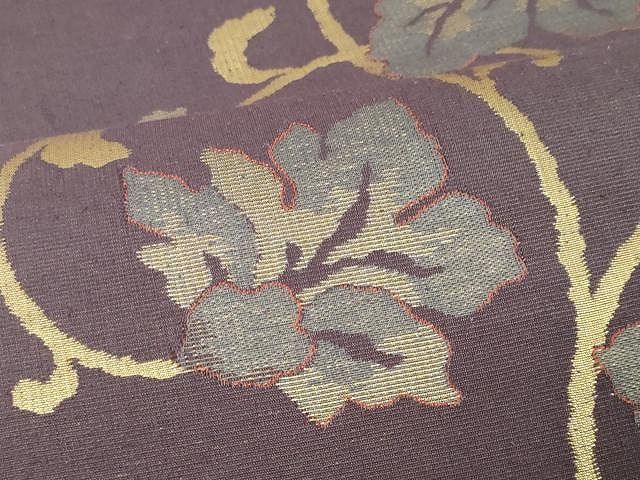  平和屋着物 六通柄袋帯 紬地 花唐草文 金糸 正絹 yk 袋帯 帯