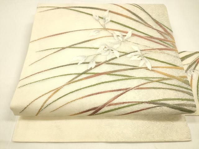 平和屋着物＊夏物　九寸名古屋帯　草花文　金銀糸　正絹　逸品　DAAZ4277cm 平和屋着物＊夏物 九寸名古屋帯 草花文 金銀糸 正絹 逸品 DAAZ4277cm