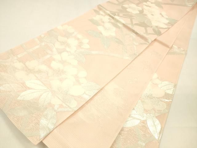  平和屋着物 夏物 六通柄袋帯 草花文 銀糸 正絹 cm 袋帯 帯