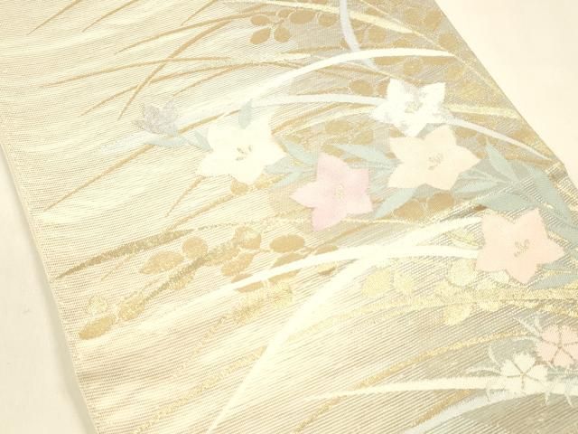 平和屋着物 夏物 六通柄袋帯 草葉文 金銀糸 正絹 cm