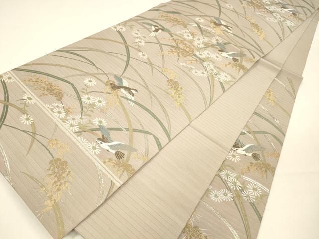 六通柄袋帯 花鳥文