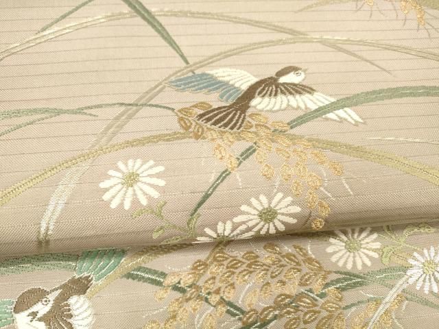  平和屋着物 夏物 西陣 服部織物謹製 六通柄袋帯 花鳥文 金銀糸 正絹 cm 袋帯 帯