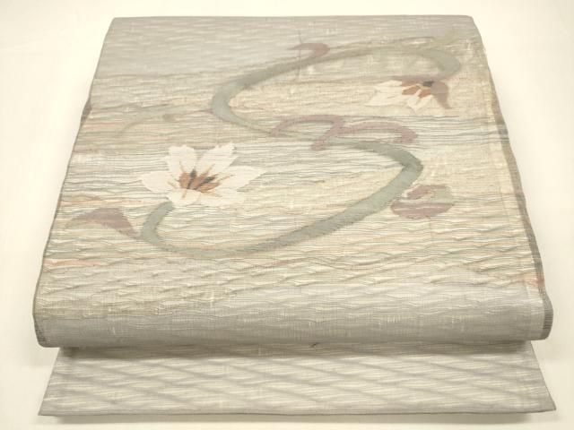 平和屋着物 夏物 太鼓柄袋帯 更紗花文 金銀糸 正絹 cm