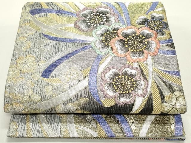 平和屋着物 西陣 京洛苑たはら謹製 六通柄袋帯 唐織 舞桜文 金銀糸 正絹 ob