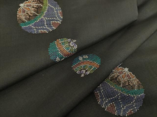 平和屋着物 本場大島紬 9マルキ 地空 花手毬 正絹 ps