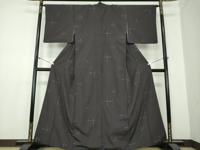 平和屋着物 上質なお召 変わり間道 銀糸 正絹 ps