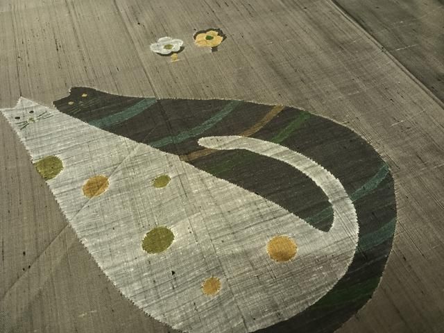 平和屋着物●宮繍苑里葉　紬　訪問着　ネコ　胴抜き仕立て　ロング丈　正絹　逸品　AABC5137zg 平和屋着物○宮繍苑里葉 紬 訪問着 ネコ 胴抜き仕立て ロング丈 正絹