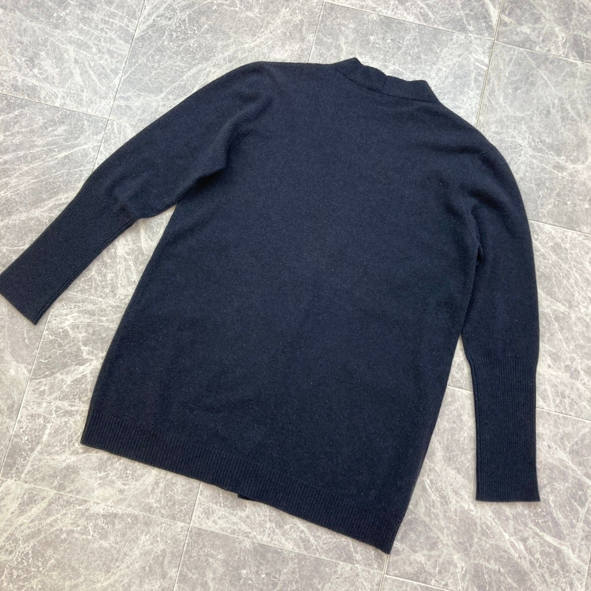 ファビアナフィリッピ　ネイビー　ロングカーディガン FABIANA FILIPPIネイビー リブ編み ロングカーディガン レディース