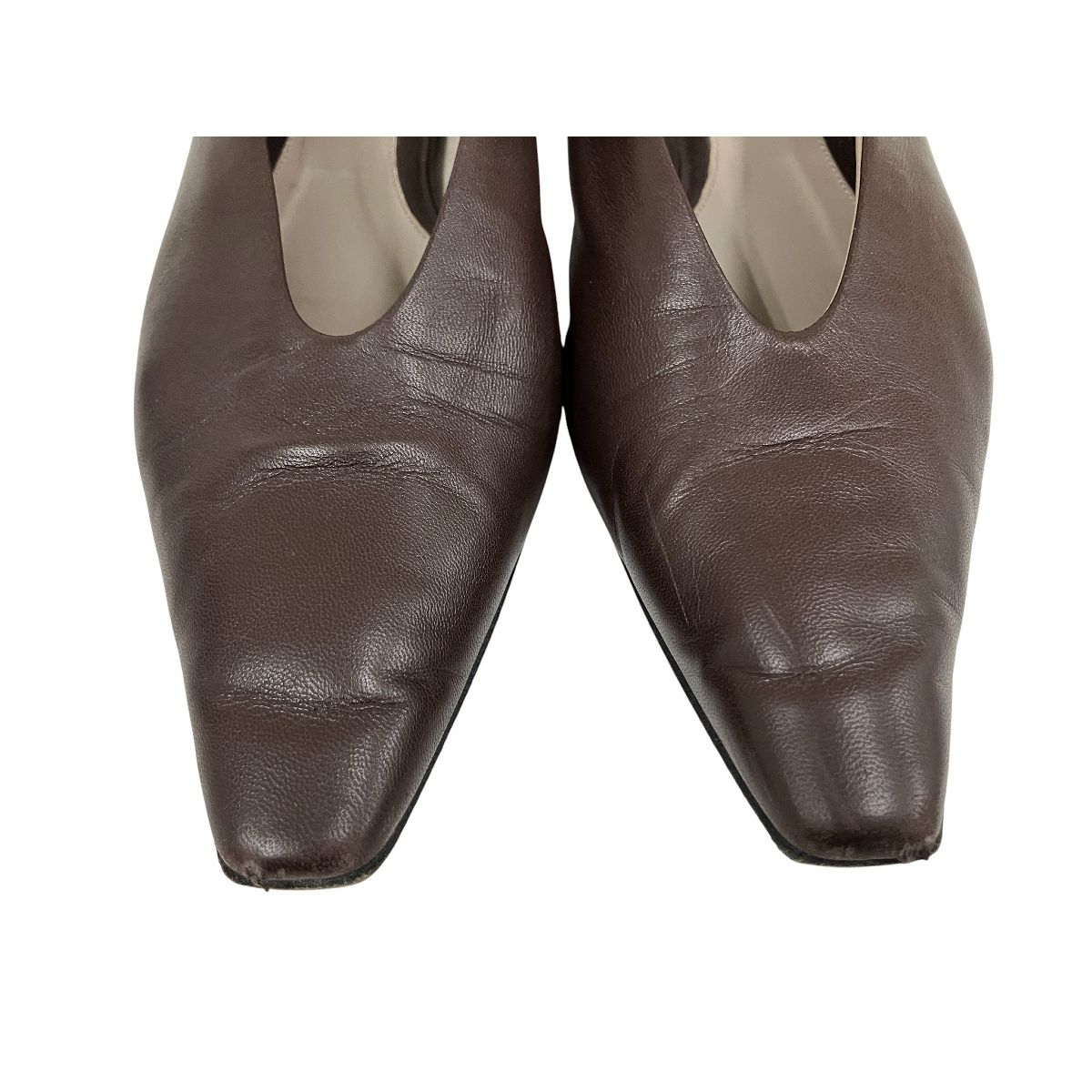 Bottega Veneta ボッテガ ヴェネタ Vカット パンプス フラットシューズ レザー 39 1 2 約26.5 cm相当 ブラウン系 レディース シューズ 靴