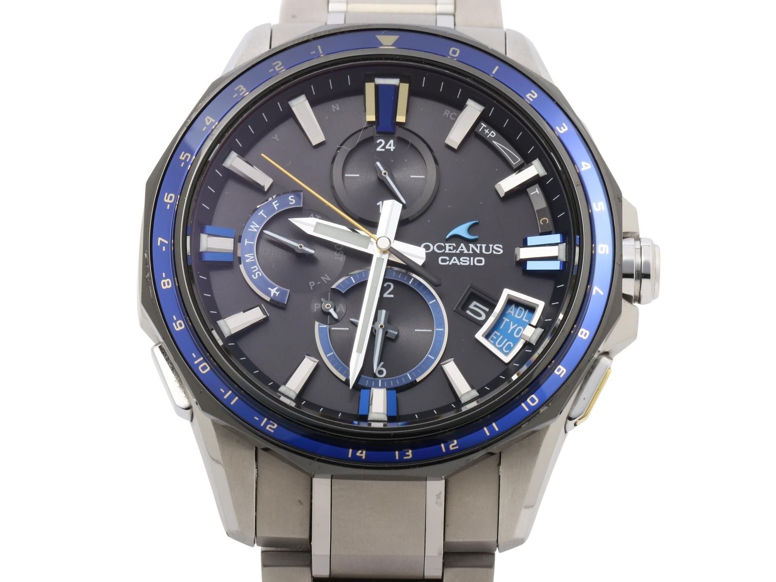 CASIO カシオ 腕時計 オシアナス ブラック文字盤 シルバー チタン メンズ アナログ
