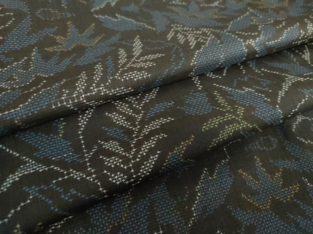 平和屋着物 本場大島紬 7マルキ 草葉文 正絹 ps