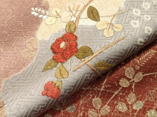 平和屋着物○訪問着 絞り 刺繍 雲重ね地紙花文 金彩 正絹