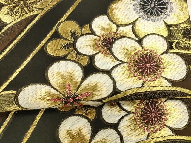  平和屋着物 六通柄袋帯 流水花文 金銀糸 正絹 cm 袋帯 帯