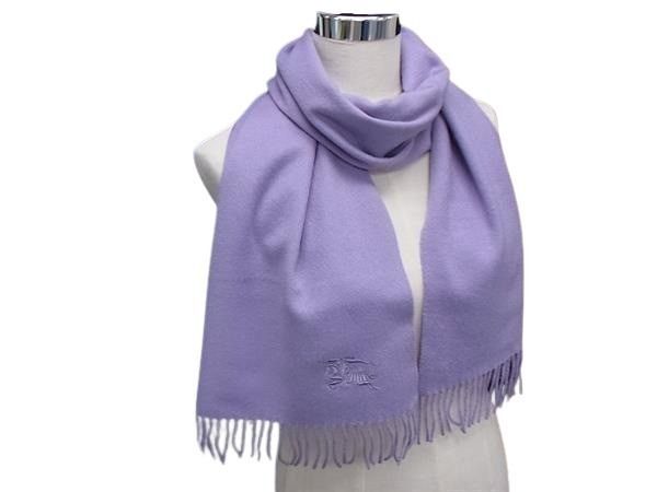 BURBERRY バーバリー マフラー パープル カシミヤ レディース フリンジ