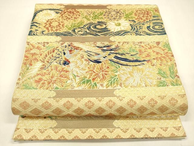 平和屋着物 西陣 川島織物 六通柄 本袋帯 横段鳳凰花文 金銀糸 正絹 cm