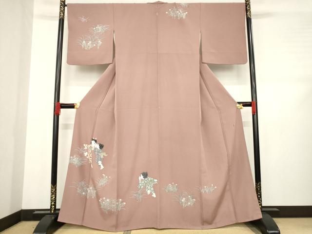 平和屋着物○十日町友禅作家 関口遼一 訪問着 童子 正絹 逸品