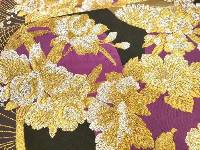  平和屋着物 六通柄袋帯 草花文 金銀糸 正絹 cm 袋帯 帯