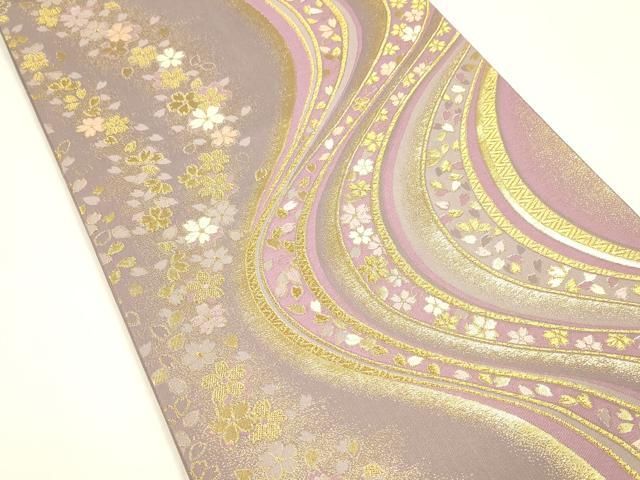 平和屋着物 森英恵 HANAE MORI 六通柄袋帯 唐織 流水花文 正絹 cm