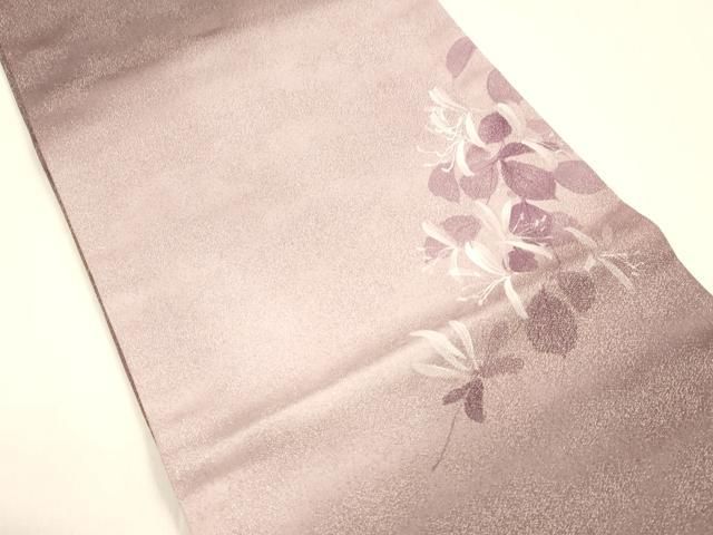 平和屋着物 京都印象派 友禅作家 橋本恵 太鼓柄袋帯 手描き 草花文 金通し地 正絹 cm