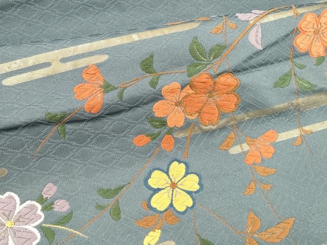  平和屋着物 六通柄袋帯 唐織 枝花文 金糸 正絹 cm 袋帯 帯