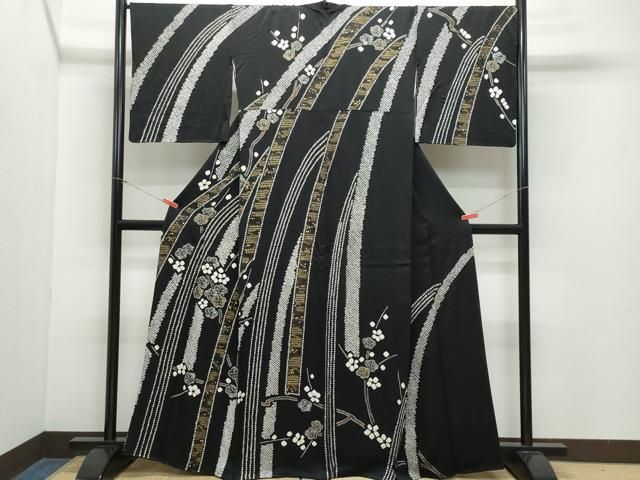 平和屋着物■極上　訪問着　梅　黒地　金彩　逸品　CYAA3896s5 平和屋着物□極上 訪問着 梅 黒地 金彩 逸品 CYAA3896s5 平和屋着物□