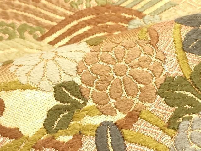  平和屋着物 佐賀錦 六通柄袋帯 唐織 切嵌雪輪花蝶文 金糸 鈴乃屋扱い 正絹 ob 袋帯 帯