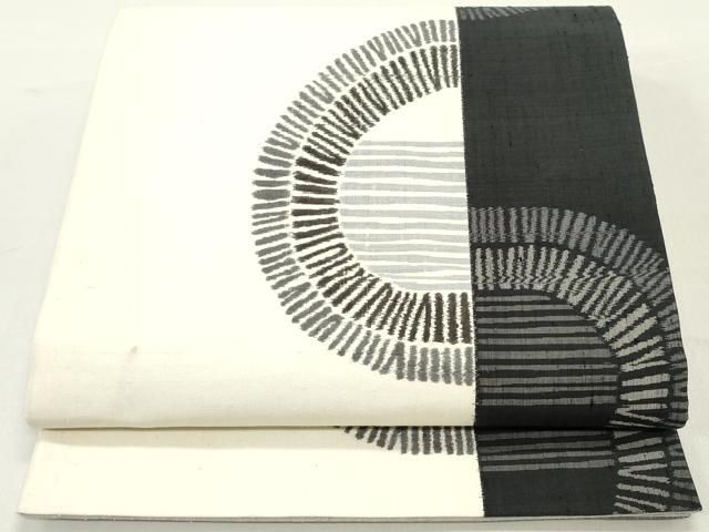 平和屋着物 紬屋吉平 六通柄袋帯 紬地 抽象間道 正絹 ob