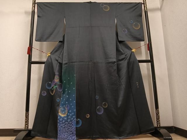 平和屋着物●染色工芸作家　本郷葵虹　訪問着　重ね雲文　暈し染め　正絹　逸品　AABD0969ph 平和屋着物○虹色創家 本郷大田子 小紋 霞文 正絹 逸品