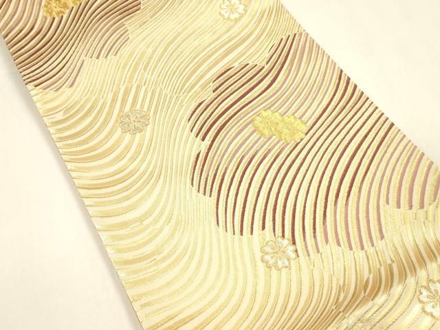 平和屋着物●六通柄袋帯　舞花文　金糸　正絹　逸品　DAAZ4195cm 平和屋着物○六通柄袋帯 舞花文 金糸 正絹 逸品 DAAZ4195cm