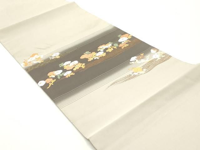 平和屋着物 田中工芸織物 祥園謹製 克絲綴 太鼓柄袋帯 枝梅菊文 金糸 正絹 ob