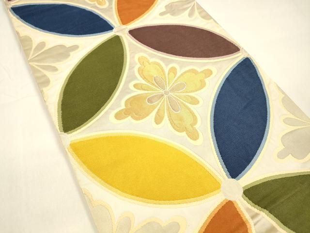 平和屋着物 西陣 白綾苑大庭 六通柄袋帯 唐織 舞花文 金銀糸 正絹 cm