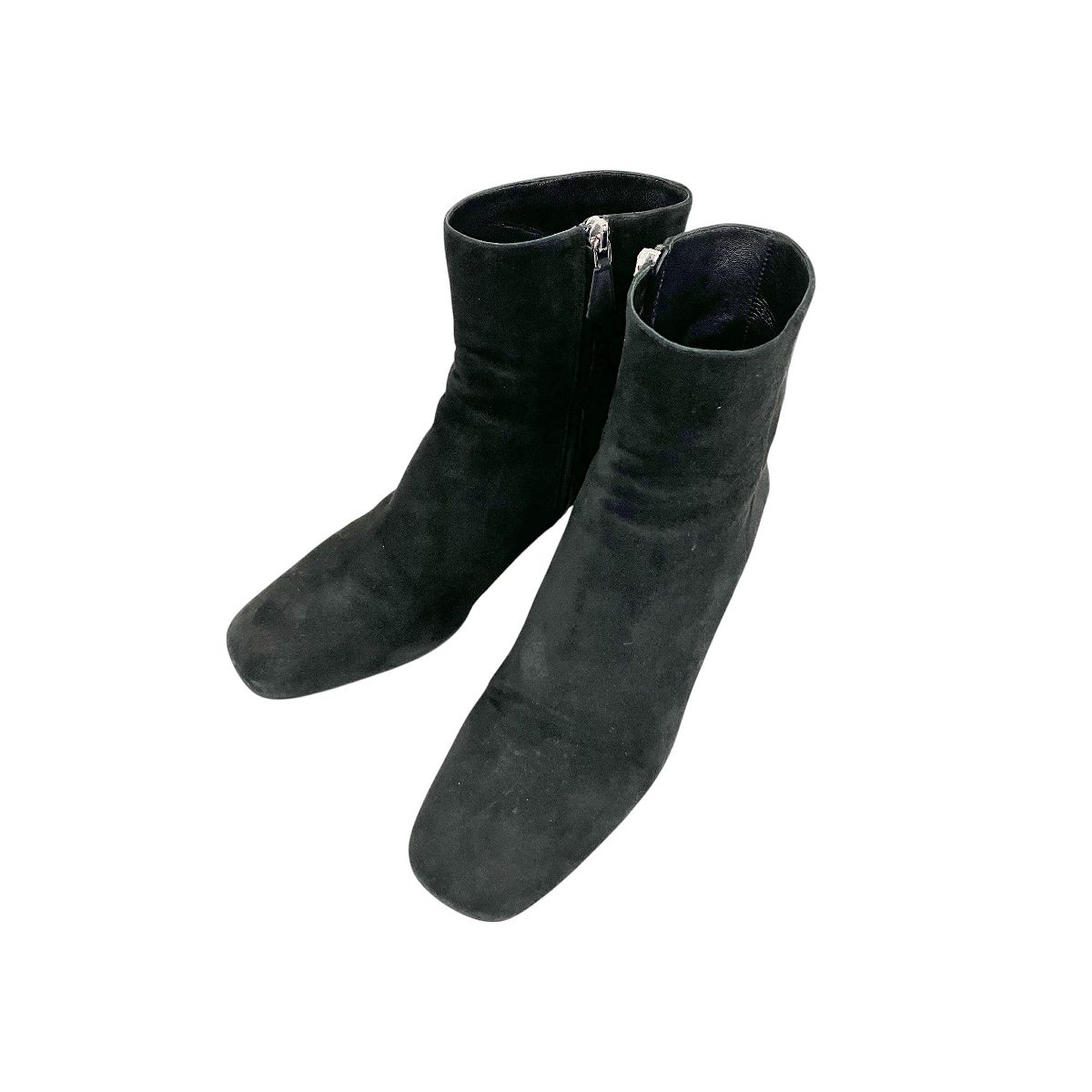 PRADA プラダ スエード ショートブーツ ヒールブーツ ブラック系 38 1 2 約25 5 cm相当 レディース シューズ 靴