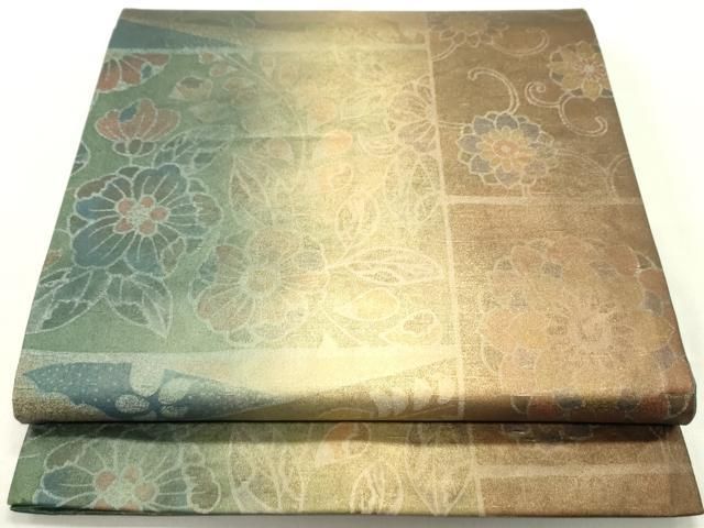 平和屋着物 石川県指定無形文化財 牛首紬 白山工房 手織り 全通柄袋帯 辻が花 間道 金彩 正絹 ob