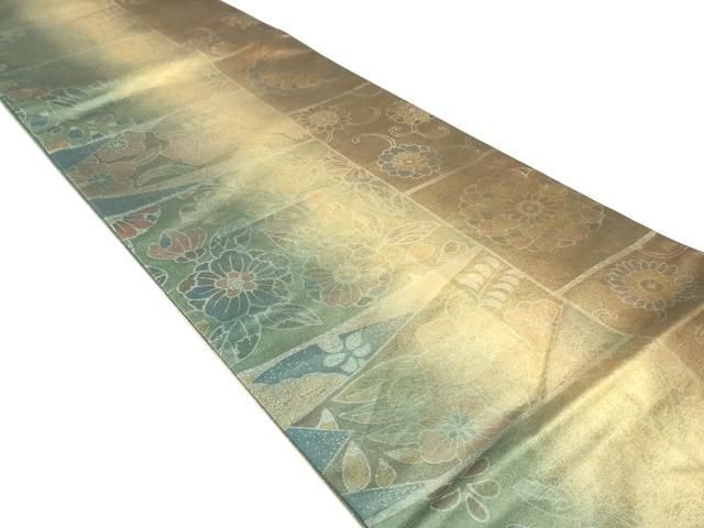 平和屋着物 石川県指定無形文化財 牛首紬 白山工房 手織り 全通柄袋帯 辻が花 間道 金彩 正絹 ob