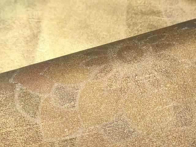  平和屋着物 石川県指定無形文化財 牛首紬 白山工房 手織り 全通柄袋帯 辻が花 間道 金彩 正絹 ob 袋帯 帯